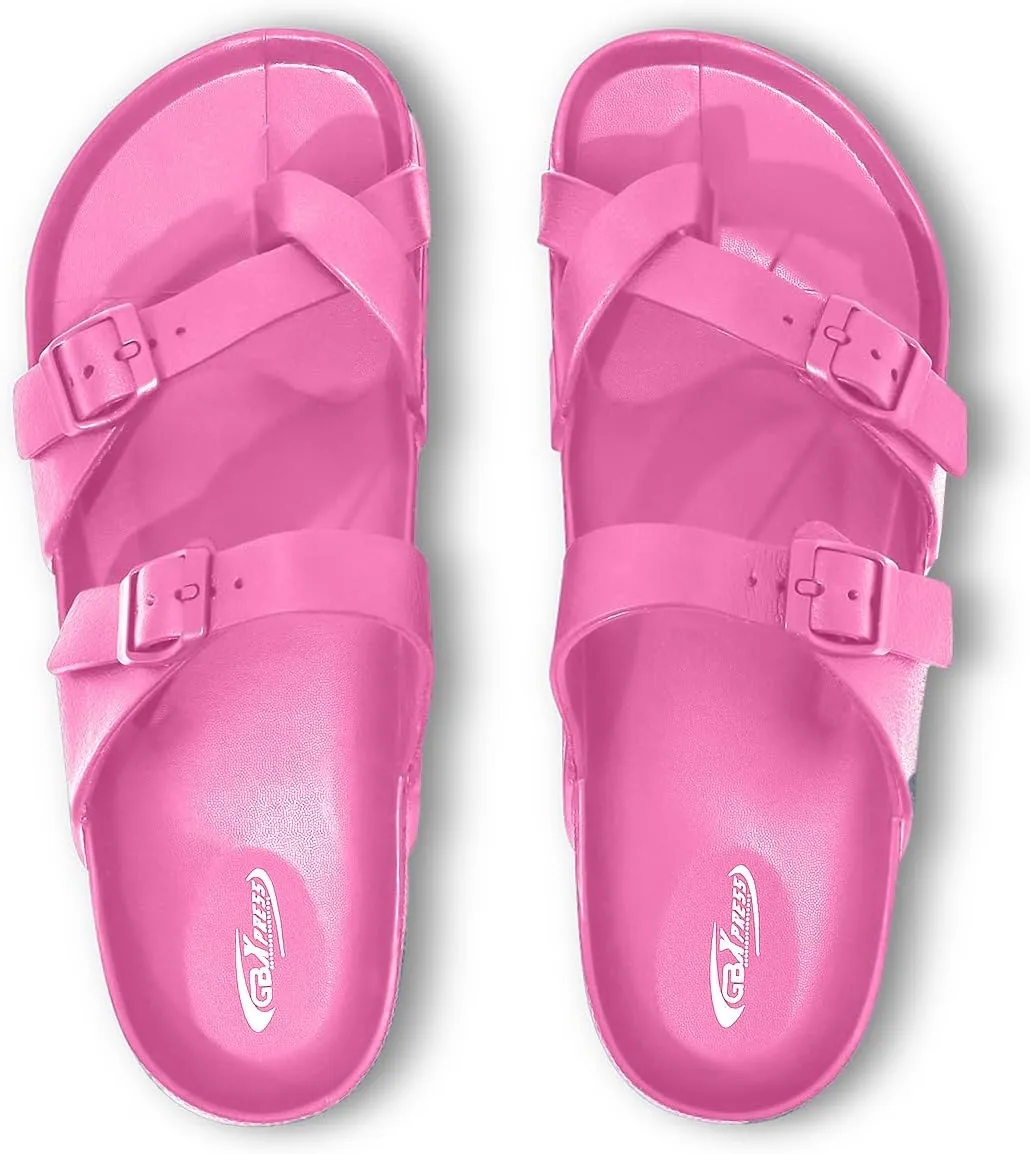 Women's Platform Sandals - Arch Support, Comfortable Foam Slides with Adjustable Buckle, Lightweight Thick Soles | Ultra Cushion