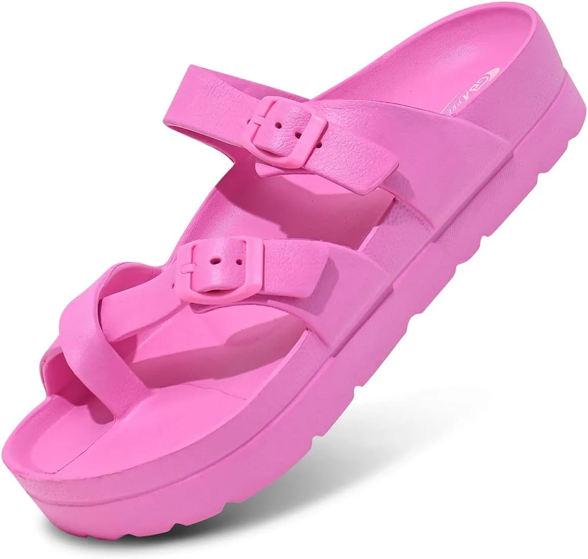 Women's Platform Sandals - Arch Support, Comfortable Foam Slides with Adjustable Buckle, Lightweight Thick Soles | Ultra Cushion