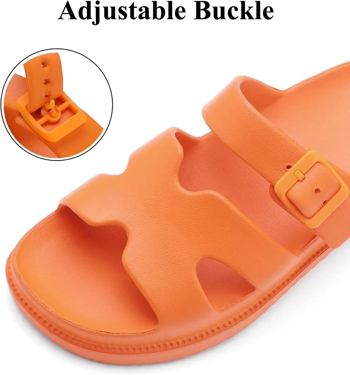Womens Platform Sandals with Arch Support, Summer Beach Slides Adjustable Buckle, Women Comfort Lightweight Chunky Cushion Slip on H-Strap Sandal