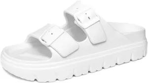 Womens Platform Sandals with Arch Support, Summer Beach Slides with Adjustable Buckle, Comfort Lightweight Chunky Cushion Slip on Sandal