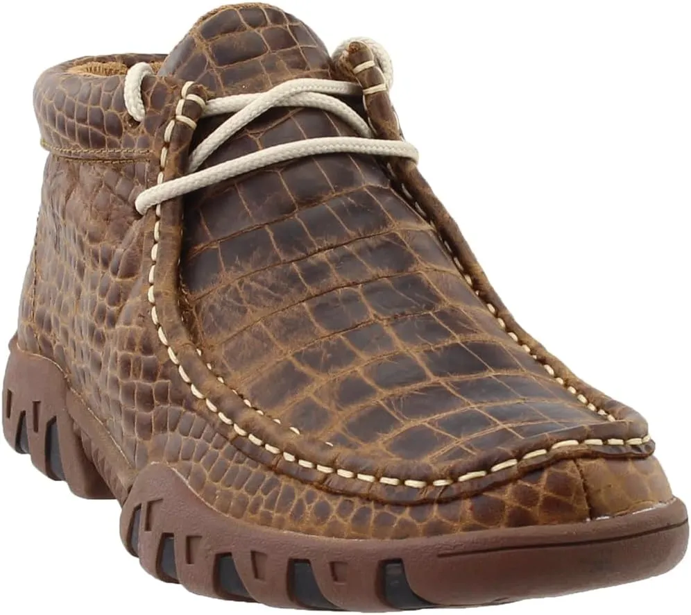 Womens Print Crocodile Belly Rogue Chukka Casual Boots Ankle - Brown
