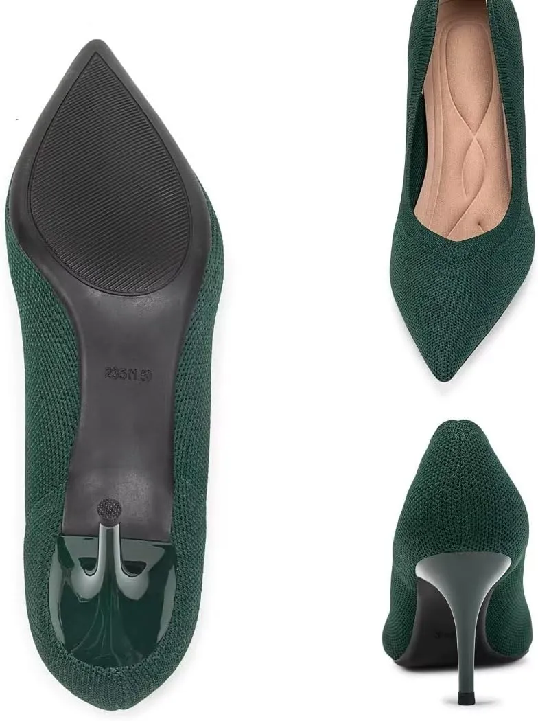 Women's Pumps Pointed Toe Kitten Heel Slip On Dressy Casual Shoes