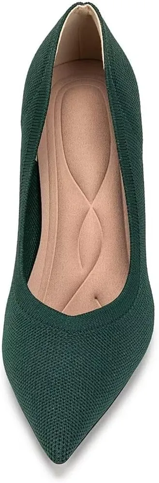 Women's Pumps Pointed Toe Kitten Heel Slip On Dressy Casual Shoes