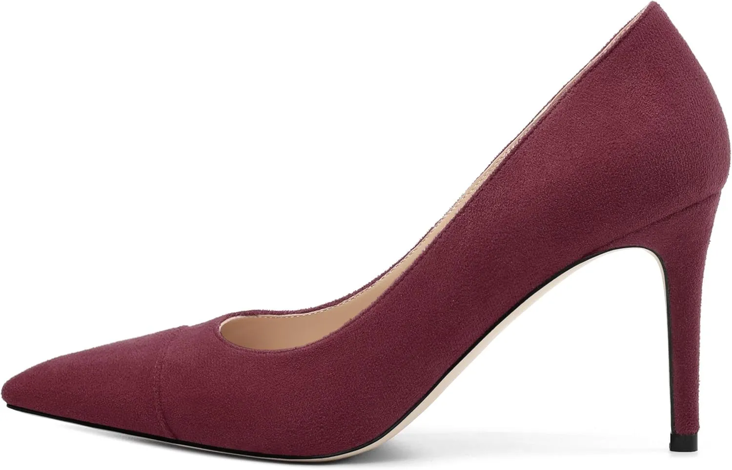 Women's Pumps Slip On High Heels with Pointed Toe Suede 3.25 Inch Stiletto Bridal Party Dress Heels for Casual