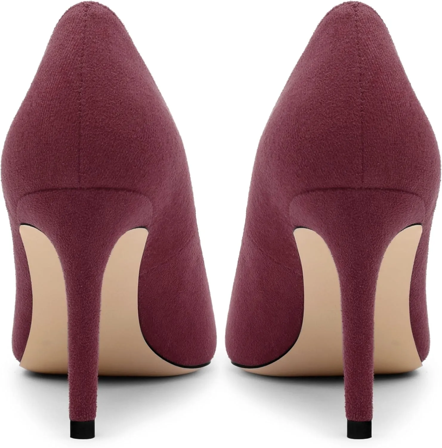 Women's Pumps Slip On High Heels with Pointed Toe Suede 3.25 Inch Stiletto Bridal Party Dress Heels for Casual
