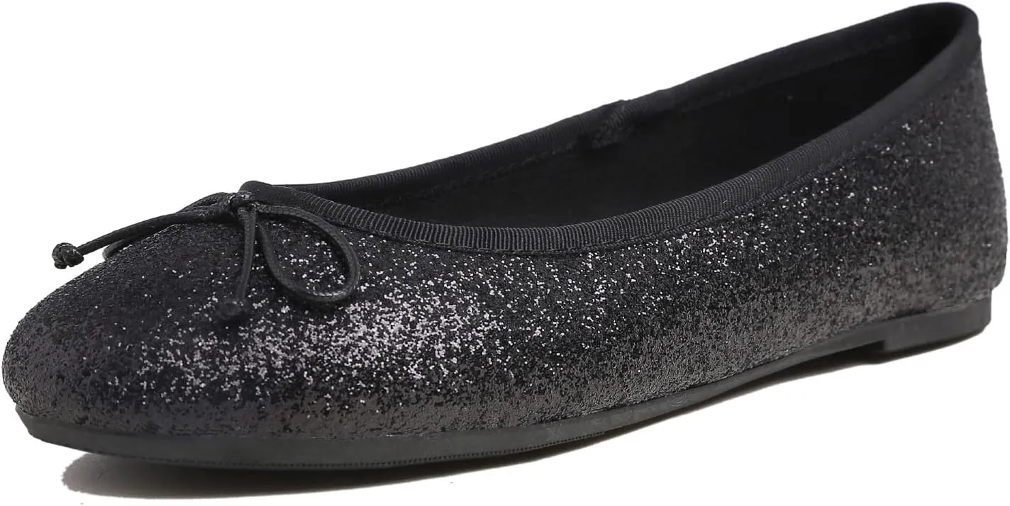 Women's Shiny Ballet Flats Sparkle Memory Foam Cushioned Colorful Glitter