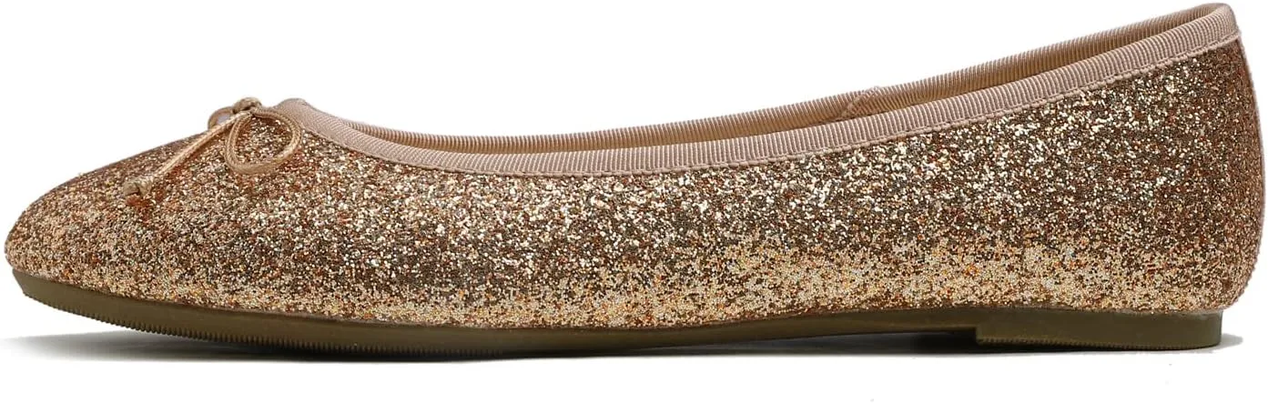 Women's Shiny Ballet Flats Sparkle Memory Foam Cushioned Colorful Glitter