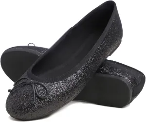 Women's Shiny Ballet Flats Sparkle Memory Foam Cushioned Colorful Glitter
