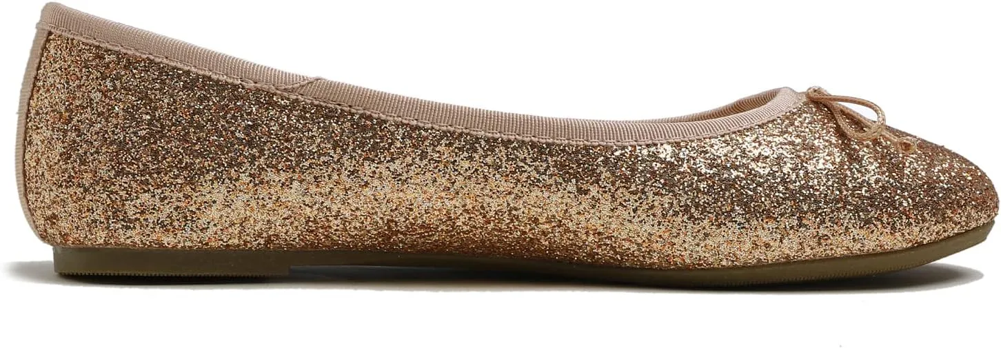Women's Shiny Ballet Flats Sparkle Memory Foam Cushioned Colorful Glitter
