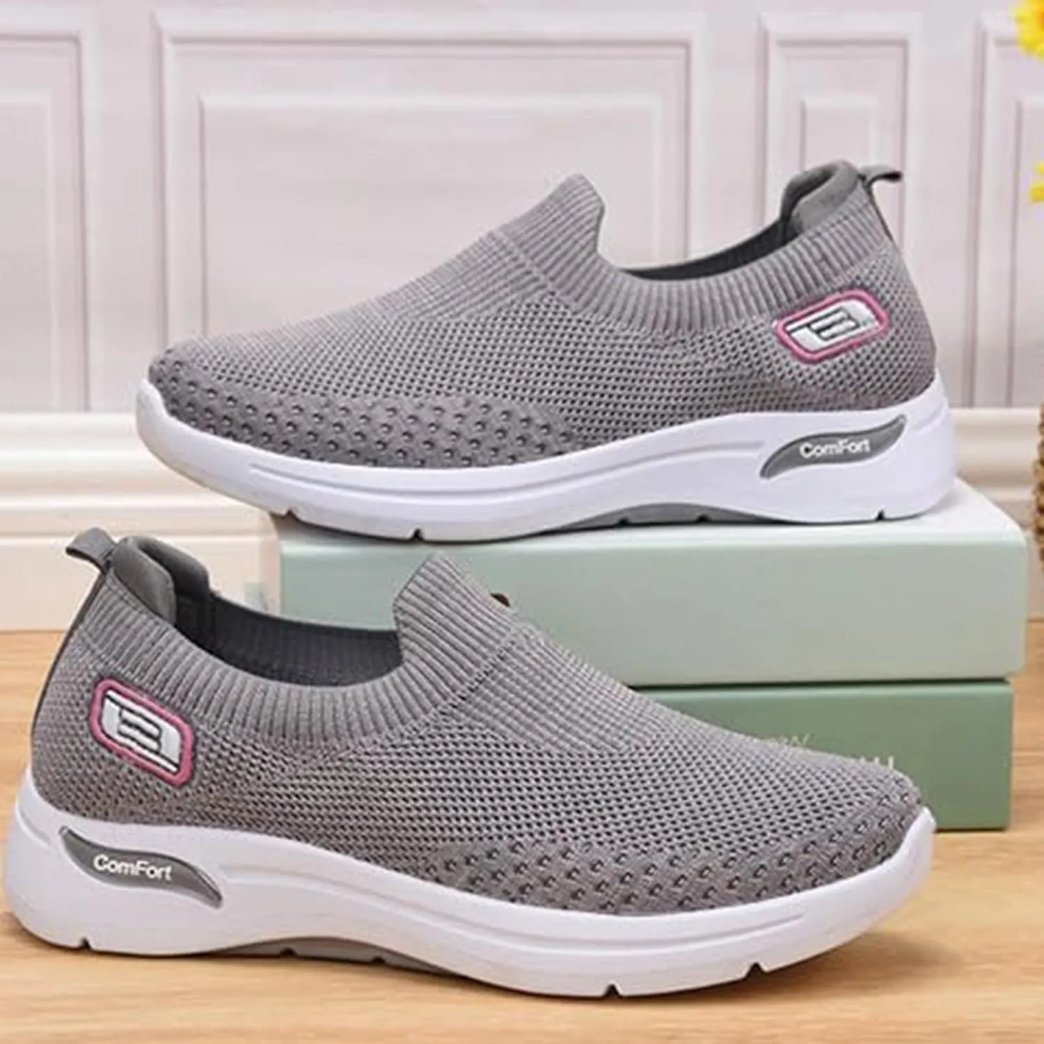 Womens Slip On Running Shoes Gym Workout Shoes Fashion Sneakers Athletic Tennis Sports Shoe Lightweight Breathable Fashion Casual Athletic Workout Walking Sneaker