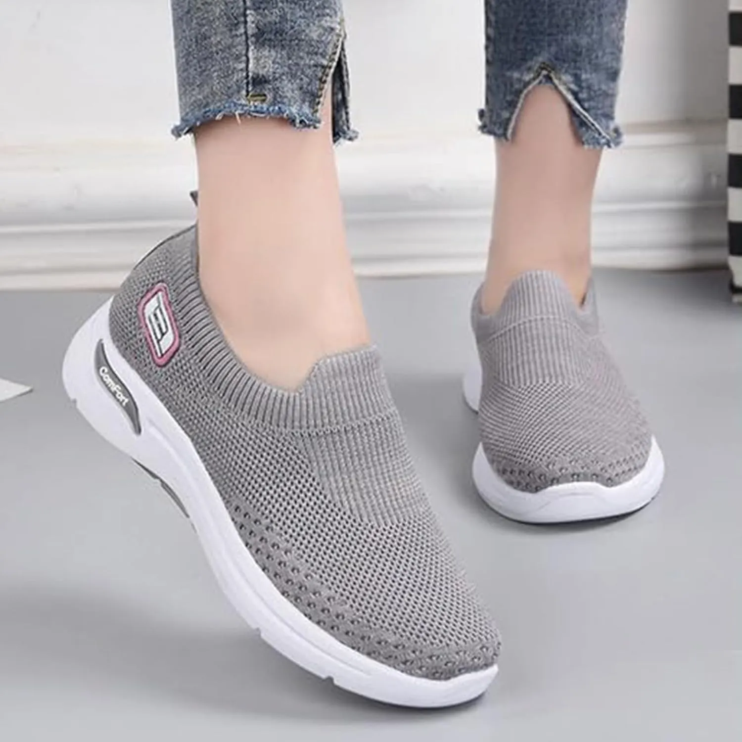 Womens Slip On Running Shoes Gym Workout Shoes Fashion Sneakers Athletic Tennis Sports Shoe Lightweight Breathable Fashion Casual Athletic Workout Walking Sneaker