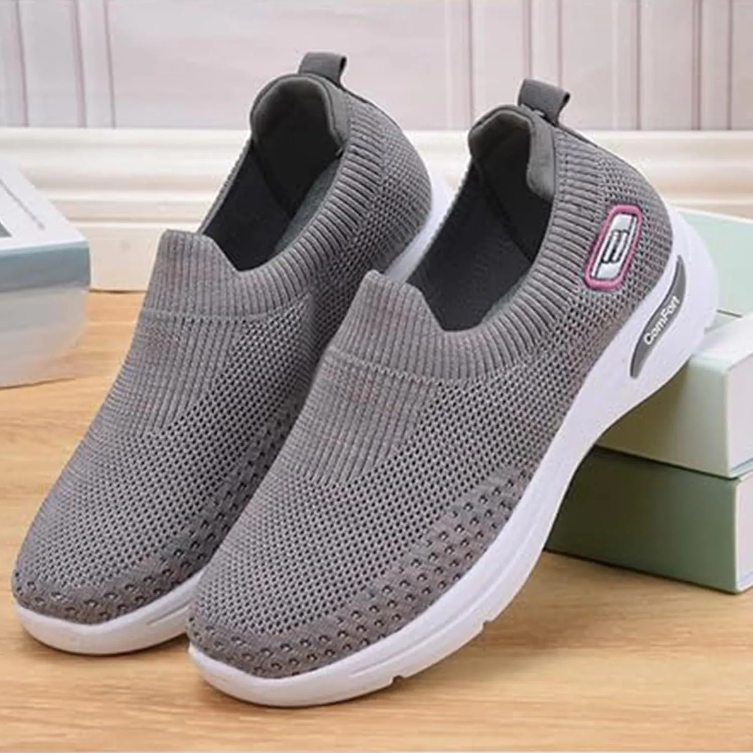 Womens Slip On Running Shoes Gym Workout Shoes Fashion Sneakers Athletic Tennis Sports Shoe Lightweight Breathable Fashion Casual Athletic Workout Walking Sneaker