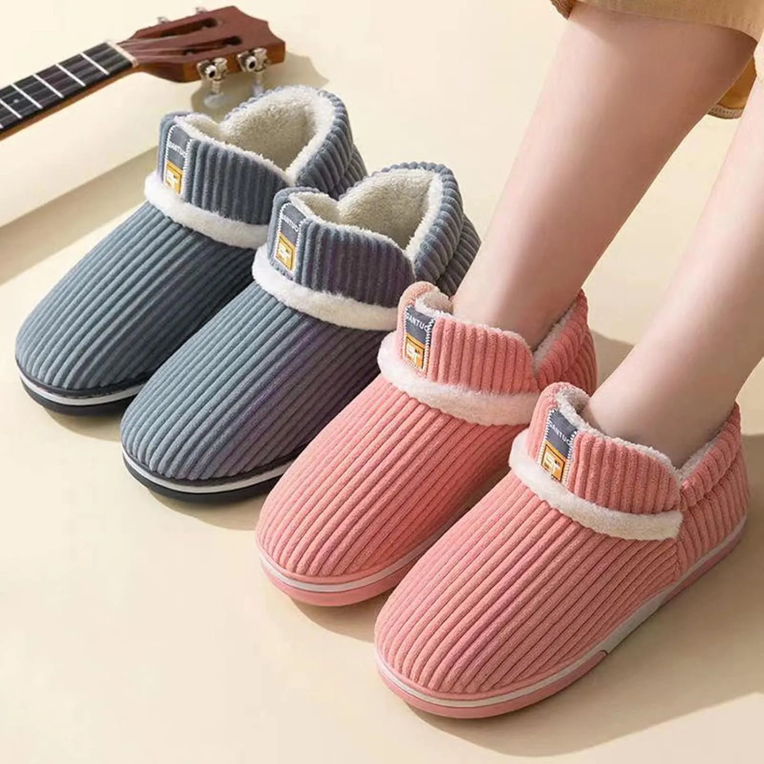 Women's Slippers Cozy House Shoes Soft Slip-On Indoor Outdoor Fuzzy Slipper Booties Dinosaur House Shoes Sneaker Slippers for Men Christmas Ribbon Gifts for Him 2023