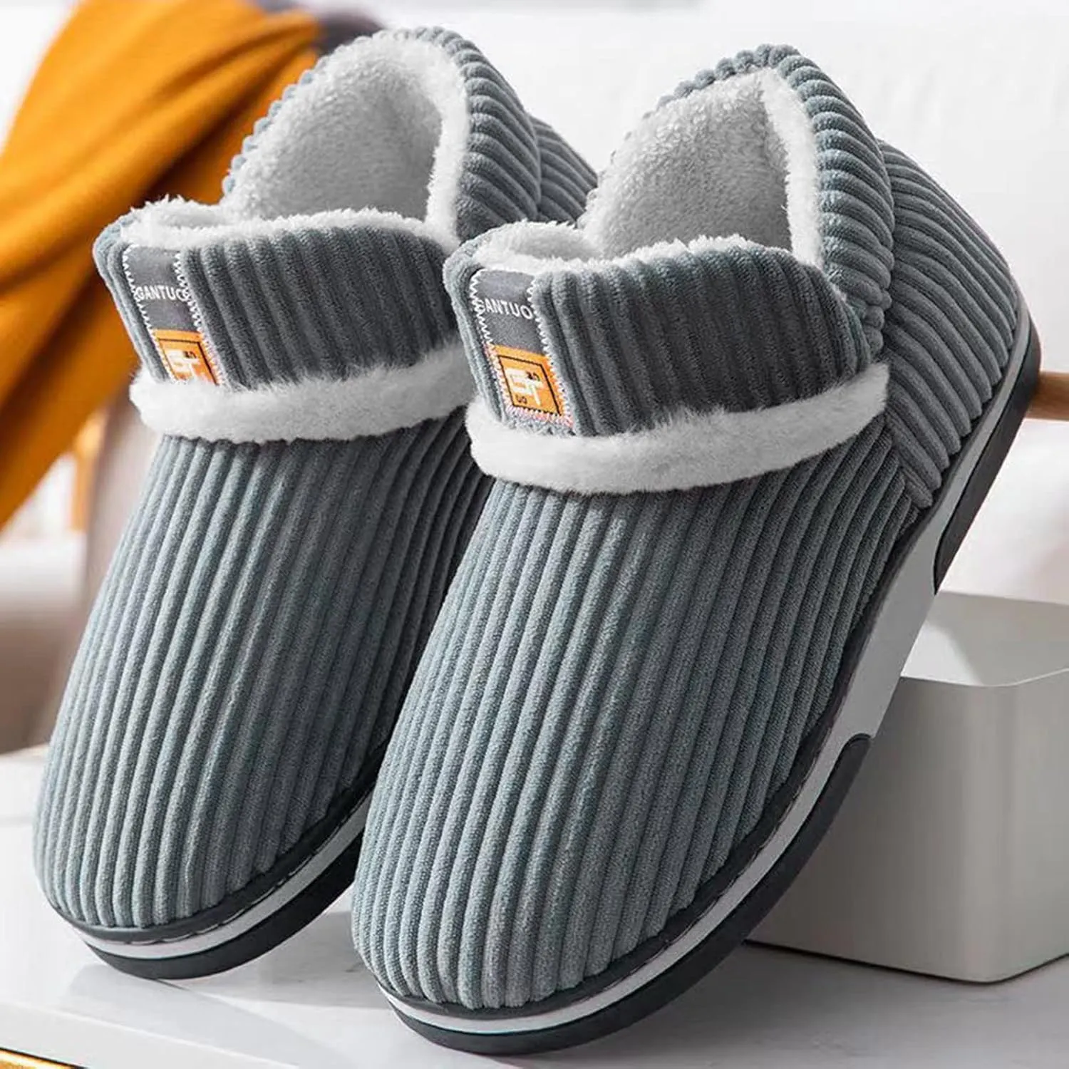 Women's Slippers Cozy House Shoes Soft Slip-On Indoor Outdoor Fuzzy Slipper Booties Dinosaur House Shoes Sneaker Slippers for Men Christmas Ribbon Gifts for Him 2023