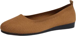 Women's Stretch Knit Ballet Flats Slip-On Round Toe Comfort Shoes for Wedding Guest, Office & Everyday Wear - Breathable Casual Dressy Flats