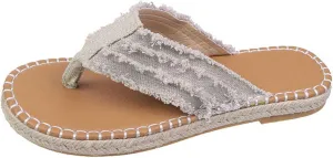 Women's T-Strap Flip Flops Trendy Classic Basic Splicing Flip-Flops Comfort Lightweight Fringe Cute Thong Sandals