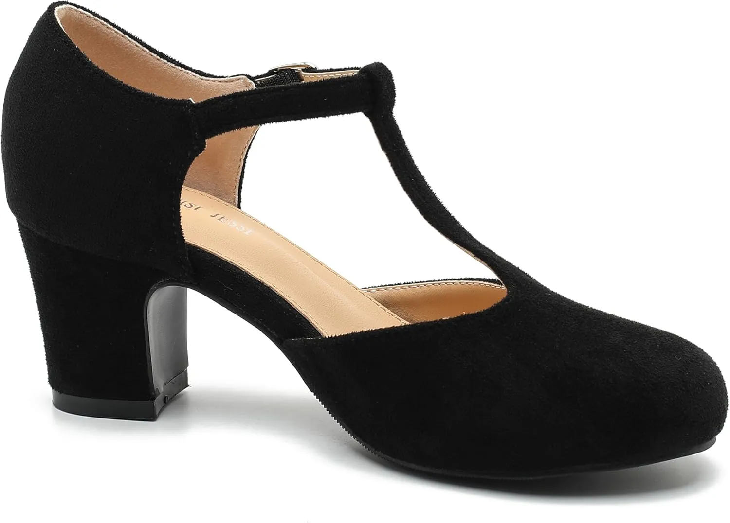 Women's T Strap Mary Jane Shoes Mid Block Chunky Heel Buckle Dress Pumps