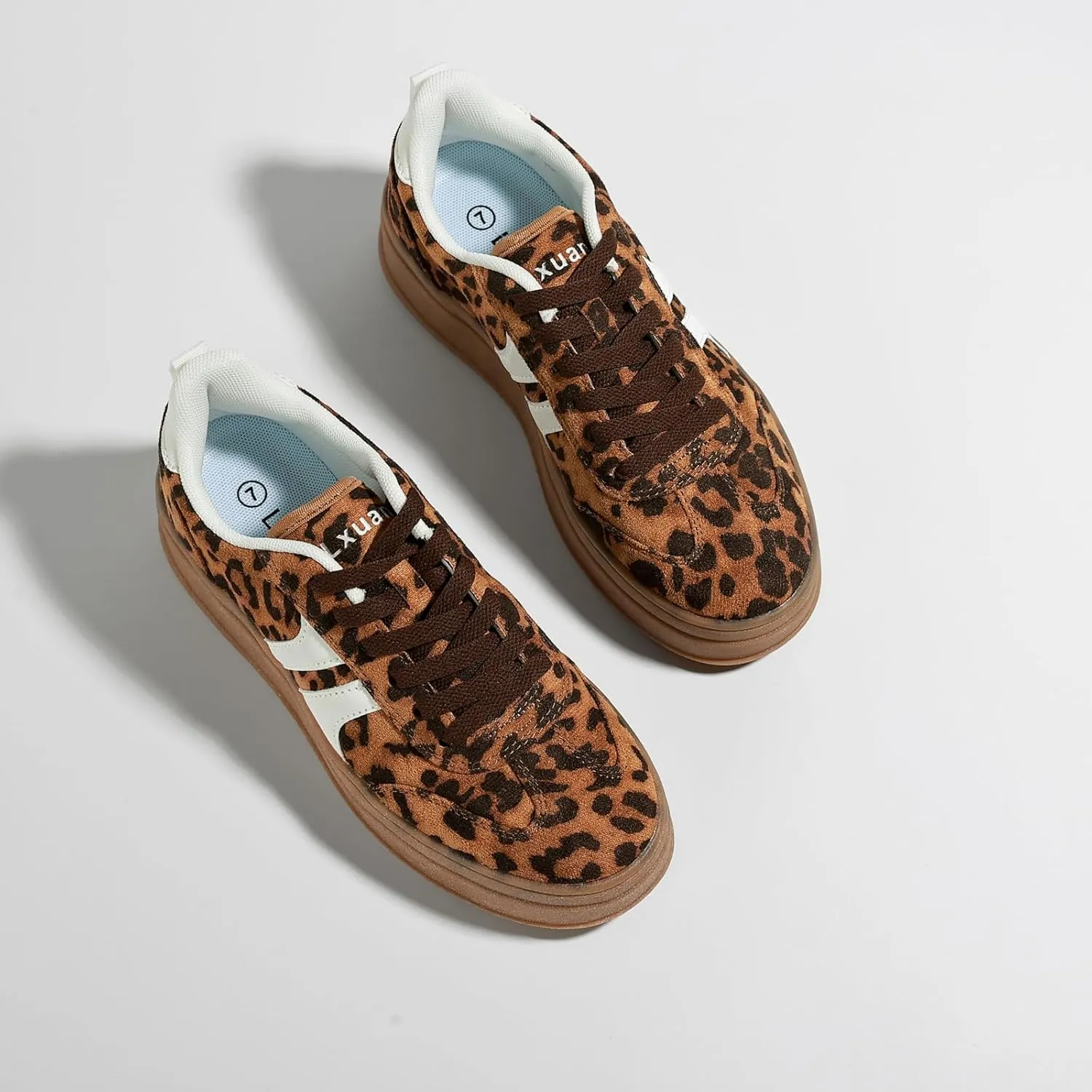 Women's Thick Sole Retro Fashion Sneakers Classic Walking Shoes Thick Rubber Lace-Up Footwear Anti Slip Trainers