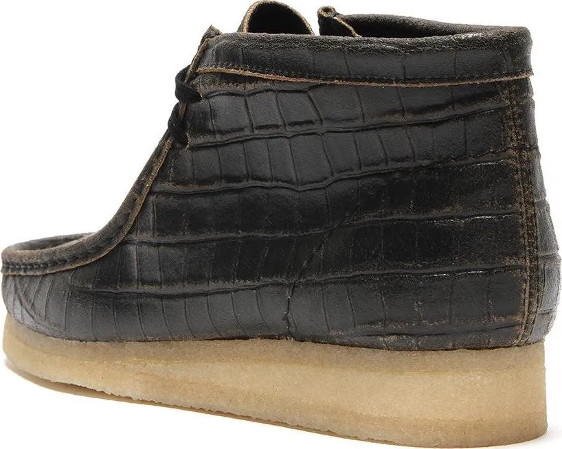 Women's Wallabee Boot Black Crocodile Distress