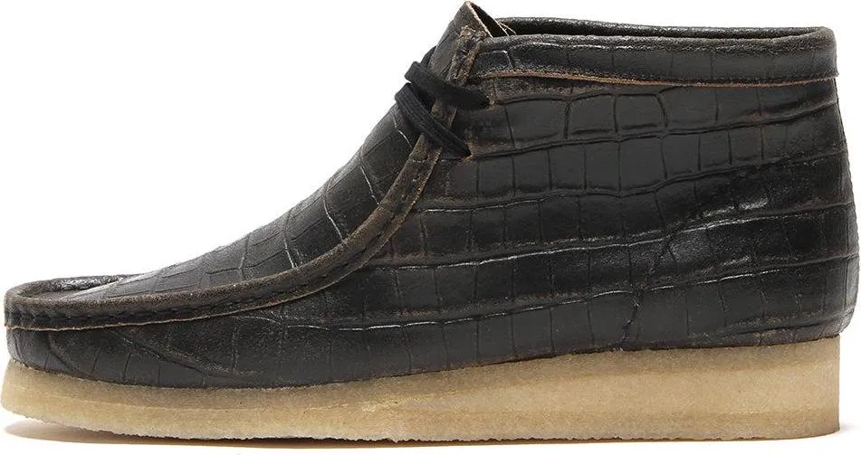 Women's Wallabee Boot Black Crocodile Distress