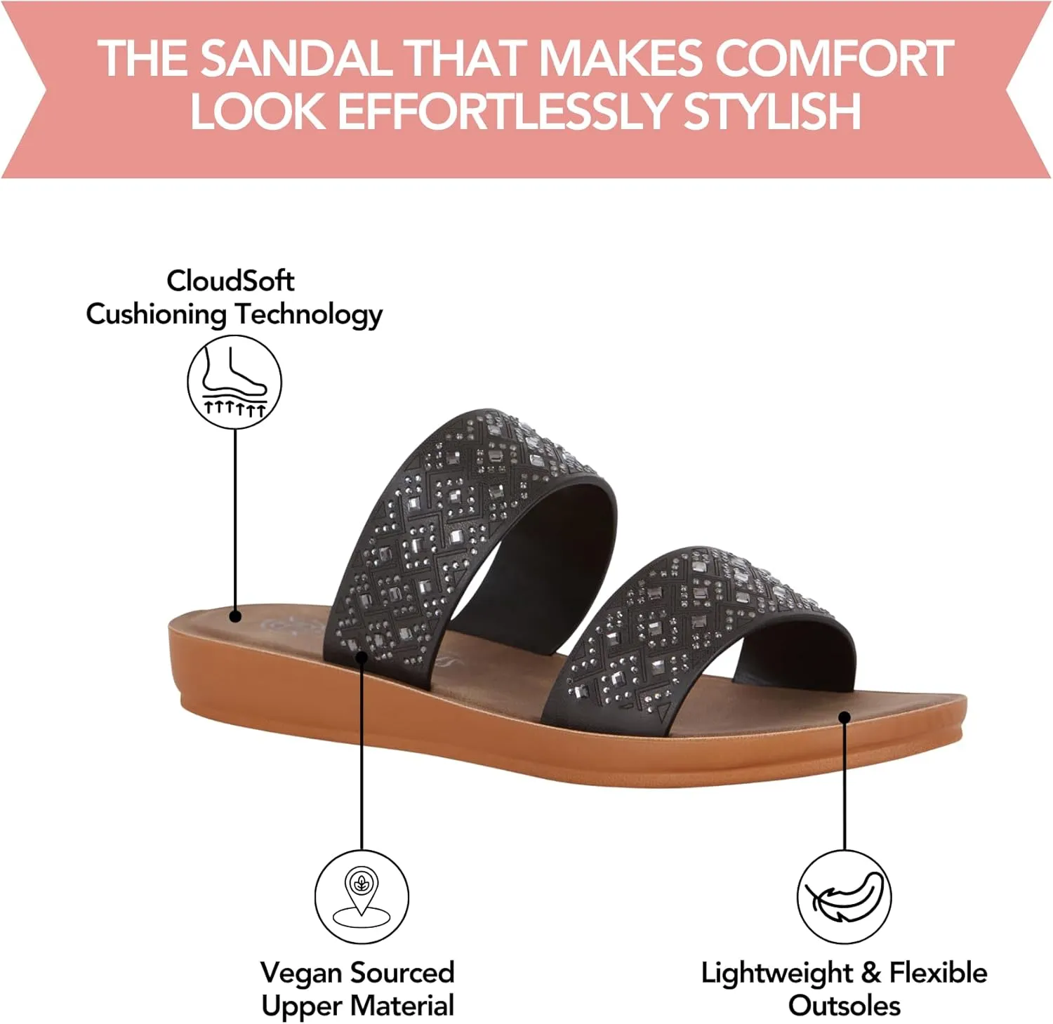 Women’s Wedge Sandal – Comfortable Open-Toe Wedges with Cushioned Insole, Medium Width Sizes 6-10