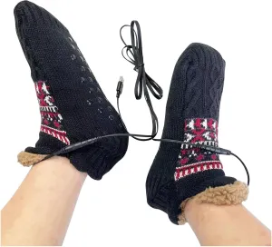 Xiaojmake Heated Slipper Socks Thermal Home Indoor Fleece Socks Heated Fleece Insulated Socks Warm Winter Heating Slippers