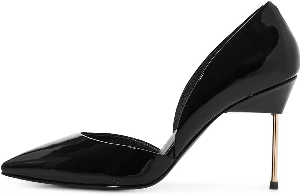 YDN Women Dressy Slip on Pumps Pointed Closed Toe D’Orsay Metal Stiletto High Heels Shoes Party Daily Size 4-15 US