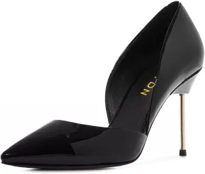YDN Women Dressy Slip on Pumps Pointed Closed Toe D’Orsay Metal Stiletto High Heels Shoes Party Daily Size 4-15 US