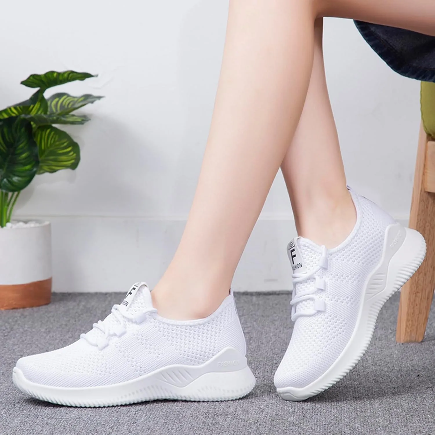 YIBLBOX Women's Slip On Walking Shoes Lightweight Knit Casual Running Sneakers