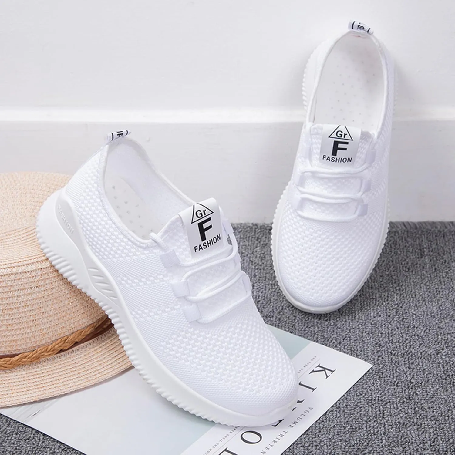 YIBLBOX Women's Slip On Walking Shoes Lightweight Knit Casual Running Sneakers