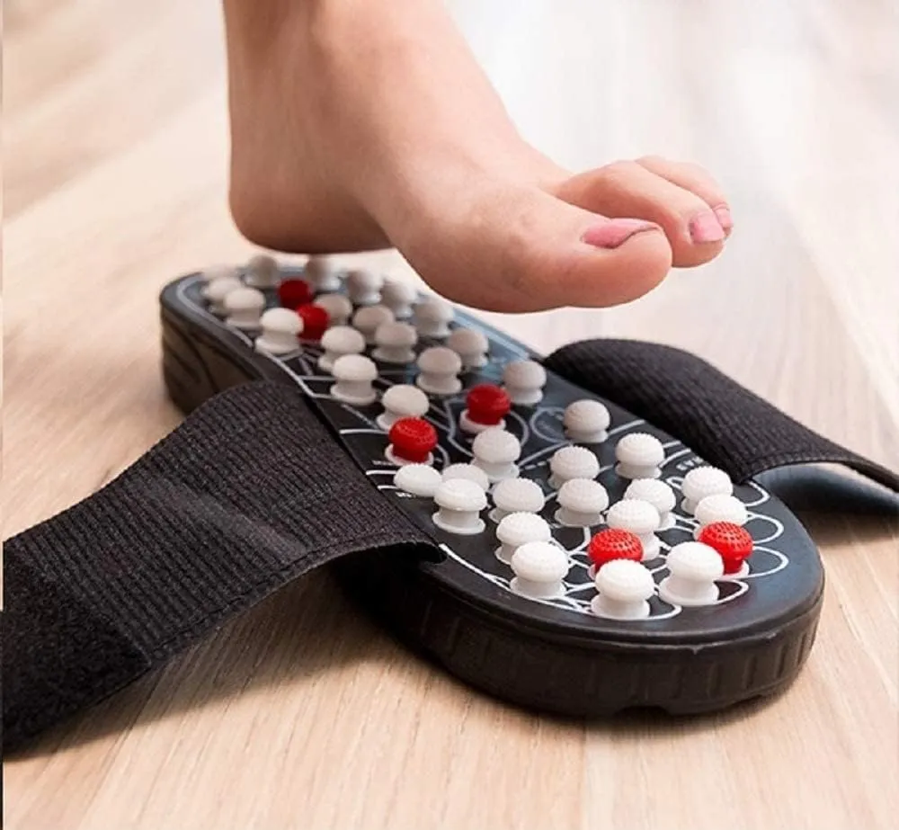 Yoga Paduka I Manual Spring Acupressure and Magnetic Therapy I Rubber Foot Massager Slipper I Full Body Blood Circulation Natural Slippers I Leg Relaxer Sandals for Men & Women (Medium)