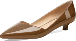 Zamikoo Women's Kitten Heel Pumps Pointed Toe Slip On 1.5 Inches Low Heel Patent Leather Dress Shoes US Size 5 - Size 13