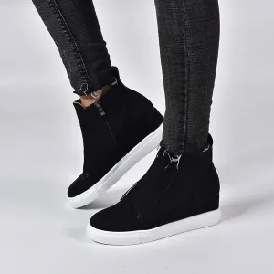 ZBYY Women's Platform Wedge Sneakers,Fashion Summer Hidden Ankle Heel Platform Wedge Booties Hidden with Side Zipper