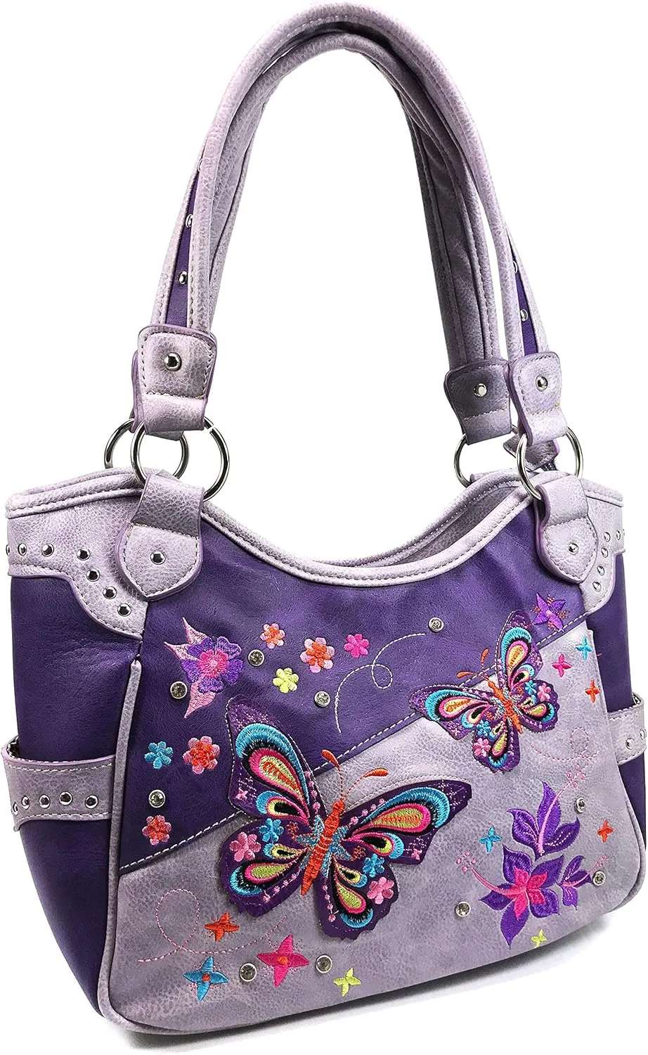 Zelris Butterfly Flower Season Embroidery Conceal Carry Tote Handbag Purse