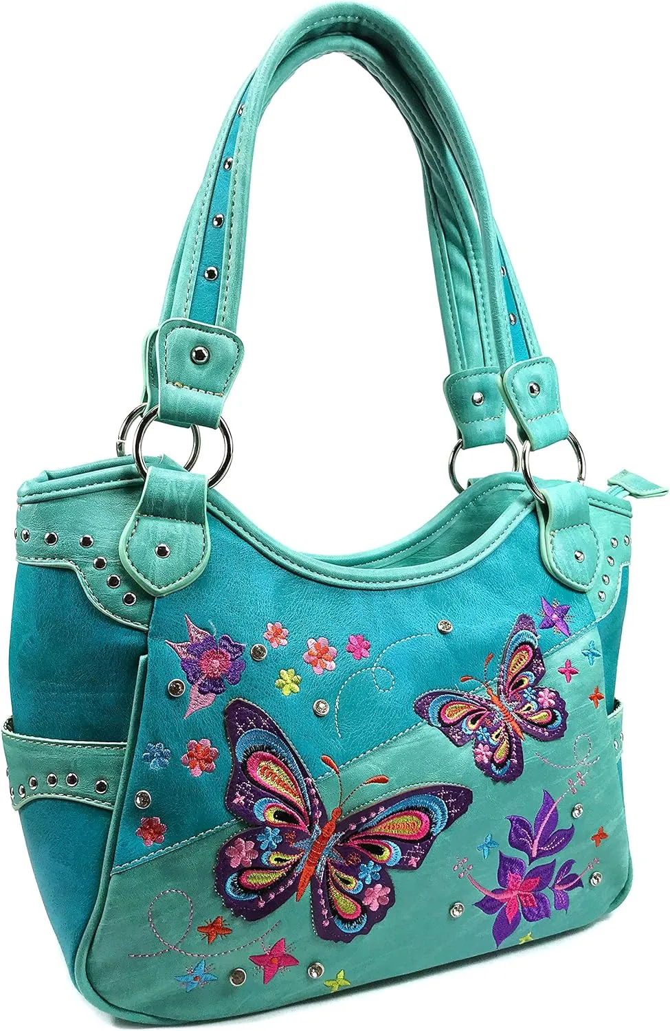 Zelris Butterfly Flower Season Embroidery Conceal Carry Tote Handbag Purse