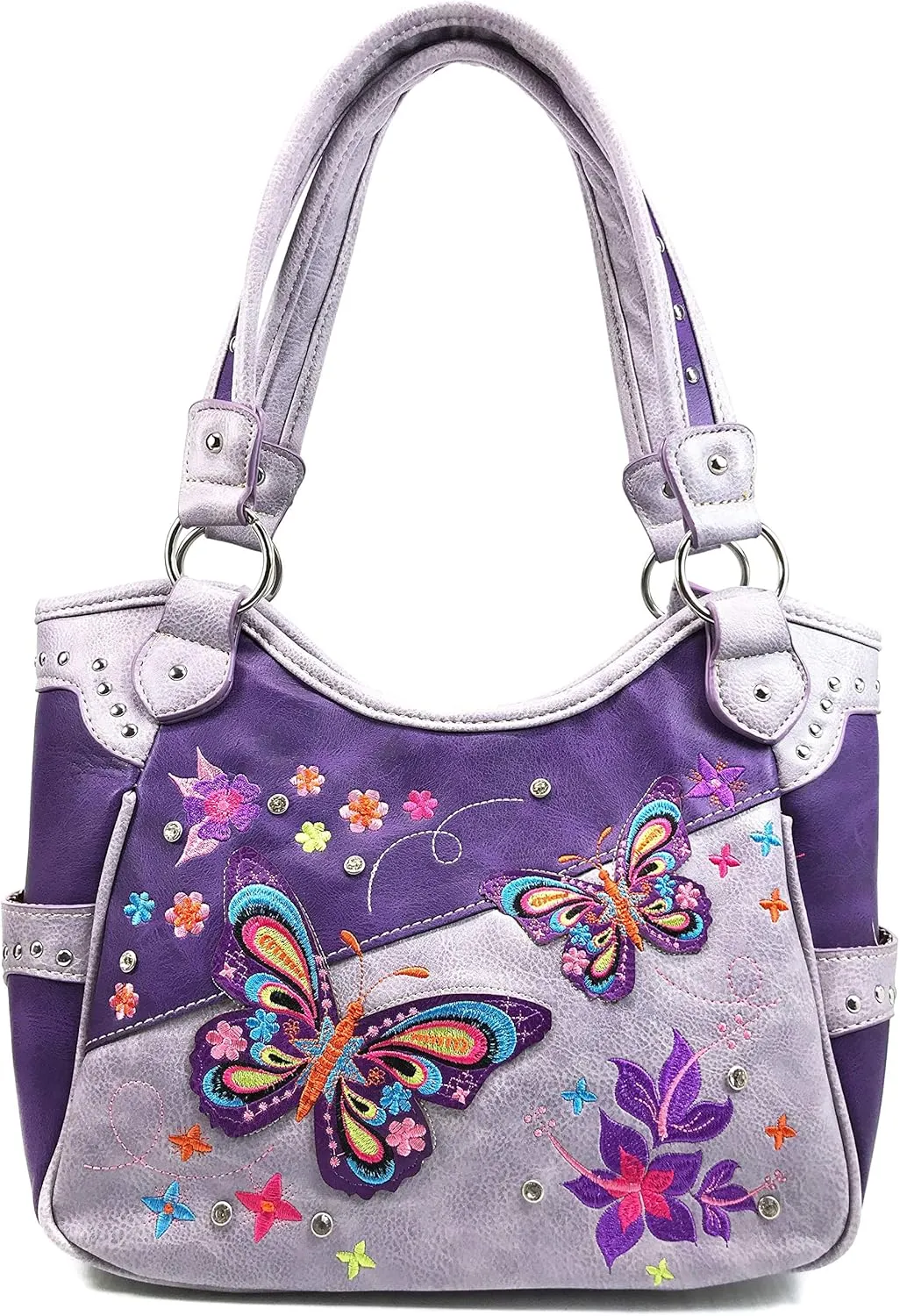 Zelris Butterfly Flower Season Embroidery Conceal Carry Tote Handbag Purse