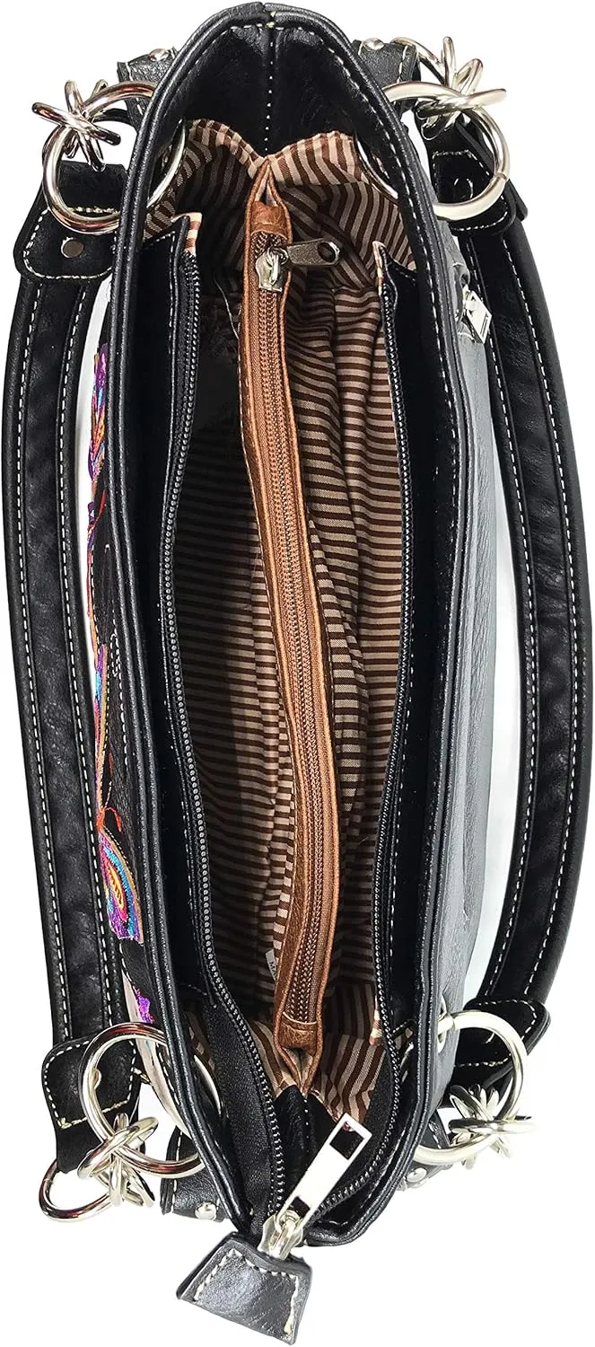 Zelris Butterfly Flower Season Embroidery Women Conceal Carry Shoulder Handbag