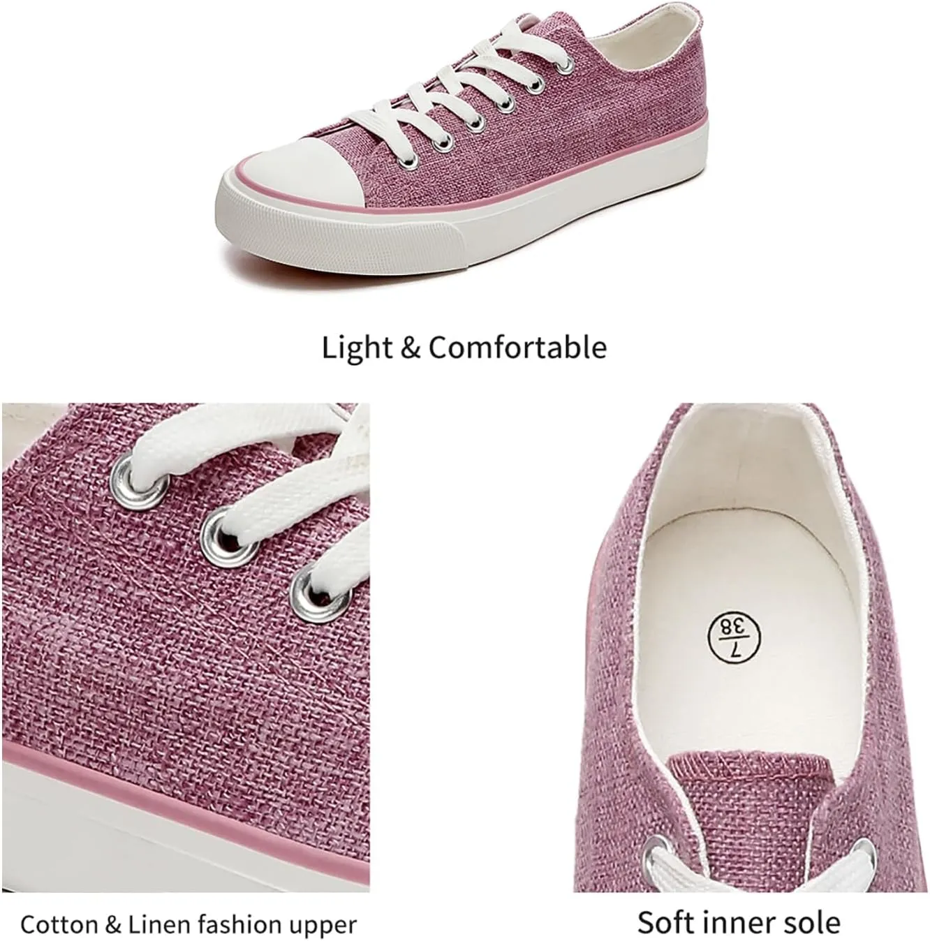ZGR Women's Canvas Low Top Sneaker Lace-up Classic Casual Shoes for Women