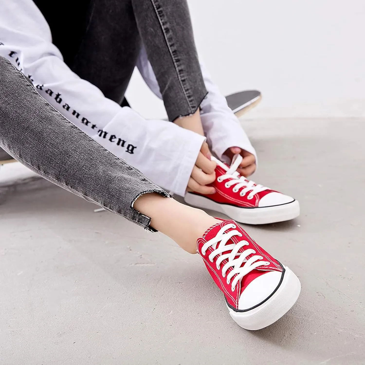 ZGR Women's Canvas Low Top Sneaker Lace-up Classic Casual Shoes for Women