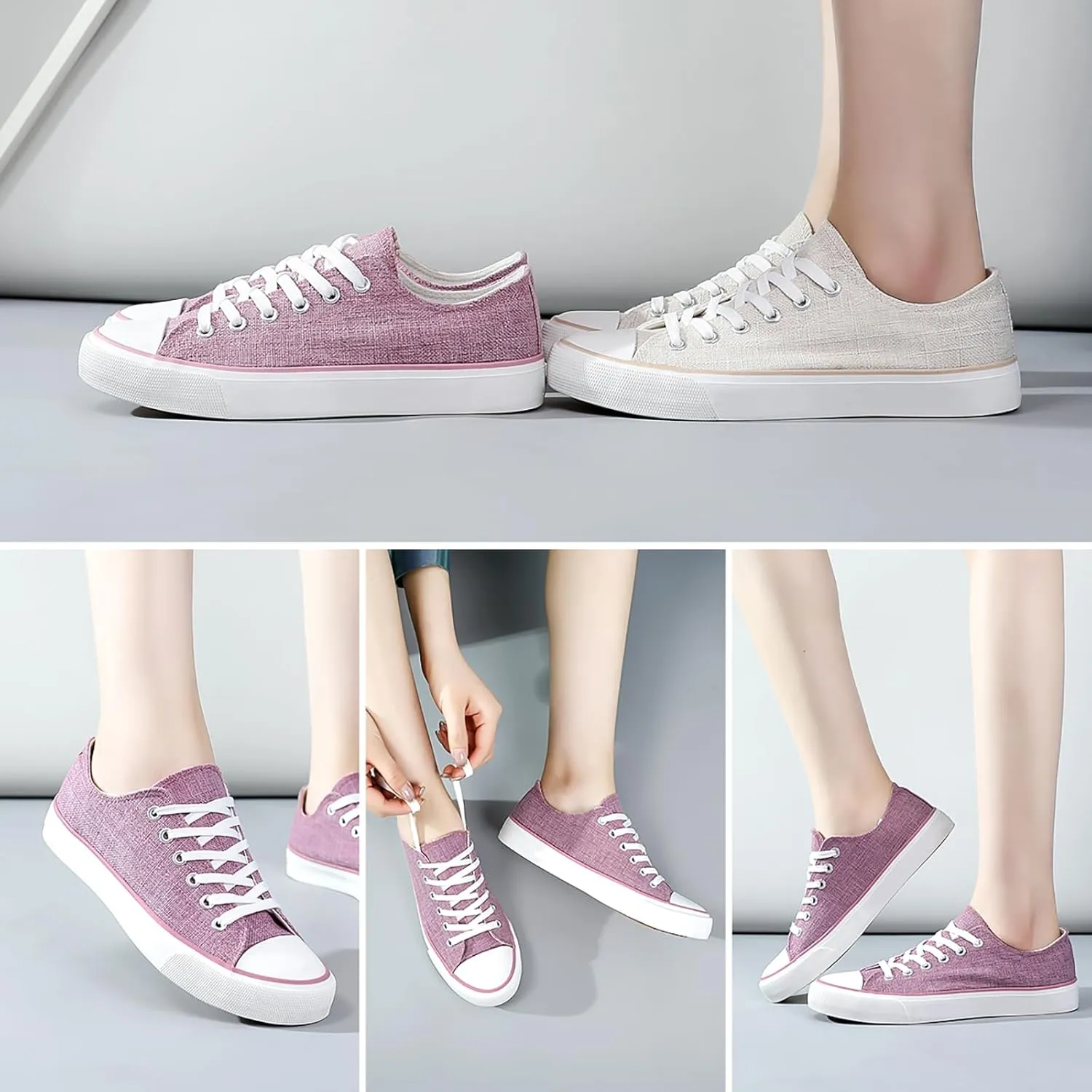 ZGR Women's Canvas Low Top Sneaker Lace-up Classic Casual Shoes for Women