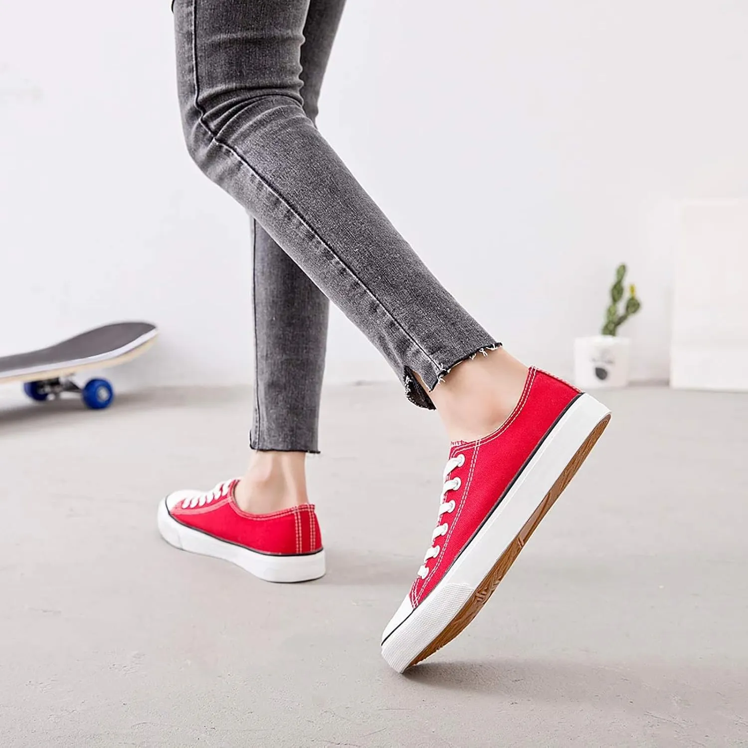 ZGR Women's Canvas Low Top Sneaker Lace-up Classic Casual Shoes for Women