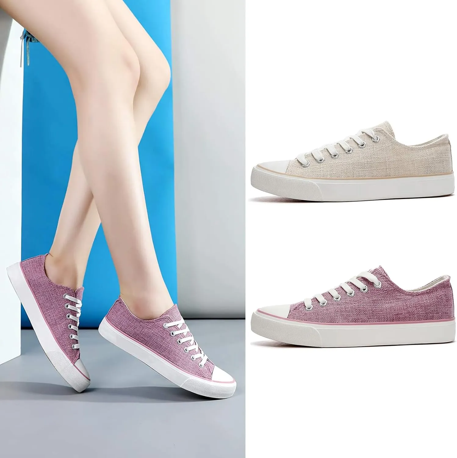 ZGR Women's Canvas Low Top Sneaker Lace-up Classic Casual Shoes for Women